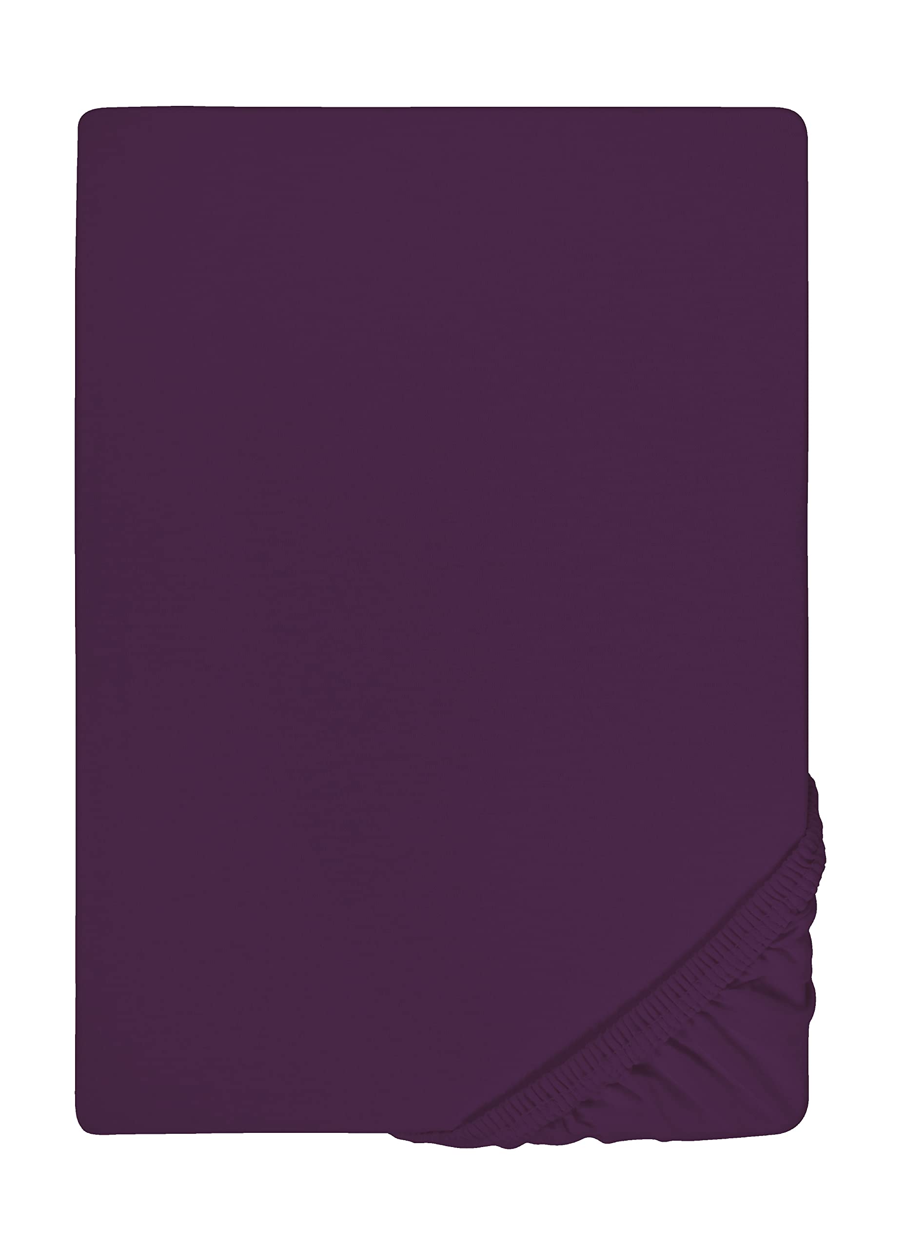biberna 77144 Jersey stretch fitted sheet, according to Oko-Tex Standard 100, approx. 90 x 190 cm bis 100 x 200 cm ,Purple (Dark Violet)