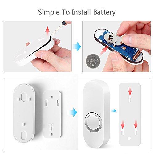 Bitiwend Wireless Doorbell, Long Range Doorbell for Home with 1000-feet Range, 52 Chimes Optional, 4 Level Volume, LED Indicator,Waterproof Doorbells (1 Receiver & 1 Push Button)