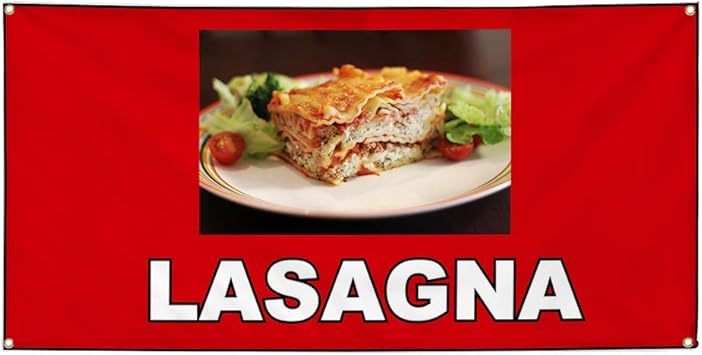 Amazon Com Vinyl Banner Sign Lasagna Red White Green Brown