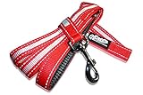 GoDoggie - New - Intro Offer - Reflective Dog Leash, Improved Dog Visibility & Safety, Reflective Stitching, D-Ring, Padded Comfy Handle, Innovative Design, Premium Quality, RED LARGE