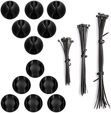 Multipurpose Cable Clips Cord Holder and Self Locking Cable Wire Zip Ties,Eternal Faith Desktop Cable Clip &amp; Hider Management and Cord Organizer for Office PC Charging Cable,USB Cord,Power Cord(42PCS)