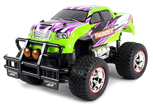 V-Thunder Pickup Big Remote Control RC Truck 1:14 Scale Size Lights &amp; Music Series Ready to Run w/ Working Suspension, Spring Shock Absorbers (Colors May Vary)