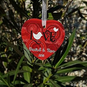 Bird LOVE red – Ornament pet – tile personalized with name, keepsake pet, christmas bauble, pendant, gift bird, Christmas gift