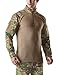CQR Men's Combat Shirt Tactical 1/4 Zip Long Sleeve Military BDU Shirts Camo EDC Top with Pockets, Combat Shirts Multi Terrain, XX-Large