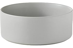 Welloyed 8'' Ceramic Dog Bowl - 70Oz Classic Dogs Food & Water Bowl for Medium and Large Breeds, Heavy-Duty Non-Slip Dog Dish, Food Grade Stoneware Pet Bowl, Dishwasher & Microwave Safe, Grey