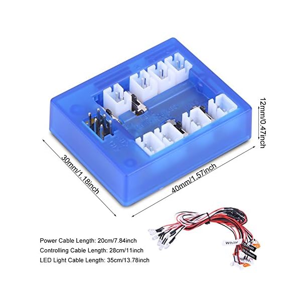 Dilwe 12-LED Auto Licht, Montieren Beleuchtung System Kit Simulation Blinklichter für 1/10 RC Auto / LKW / Crawler – Bild 5