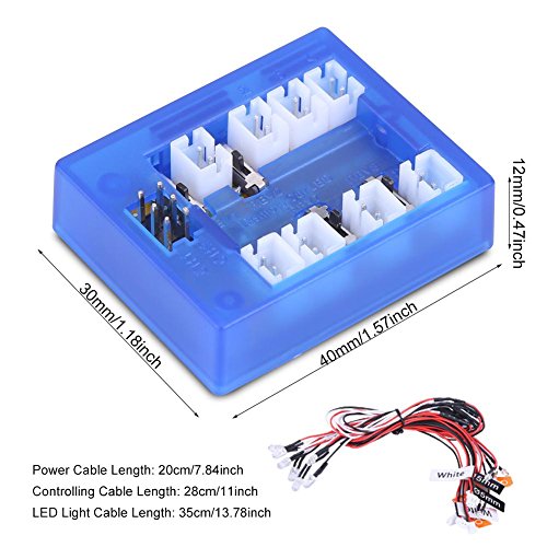 Dilwe 12-LED Auto Licht, Montieren Beleuchtung System Kit Simulation Blinklichter für 1/10 RC Auto / LKW / Crawler – Bild 5