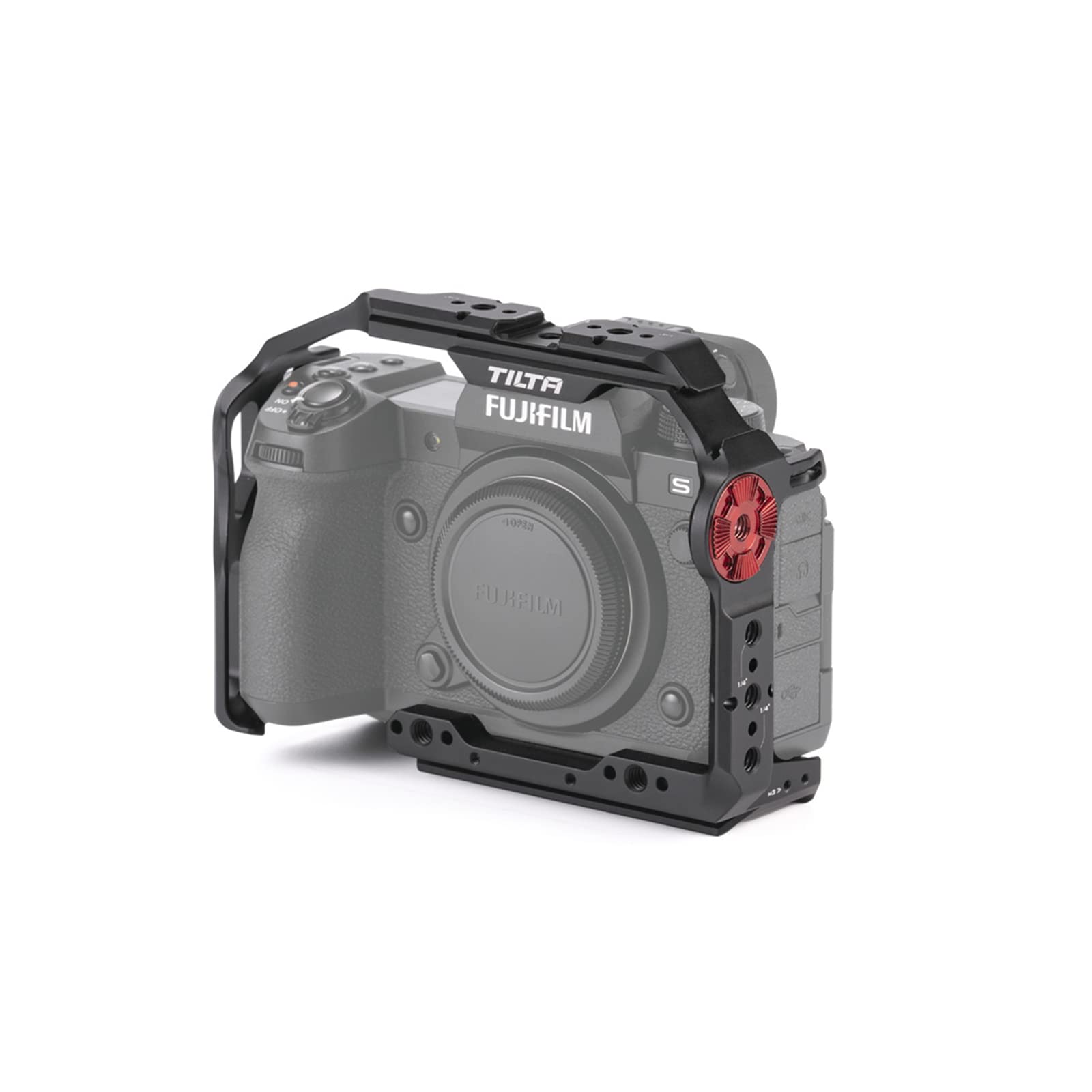 Tilta Full Camera Cage Compatible with Fujifilm X-H2S / X-H2 Movie Filmmaking Kit,with USB-C Cable Clamp Attachment,1/4”-20 threads,Rosette Connection,Cold Shoe Receiver - Black TA-T36-FCC-B
