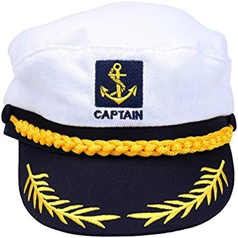 Hecentur Captain Hat Yacht Boat Ship Sailor Captain Costume Hat Navy Marine Admiral Hat for Costume Accessory, White