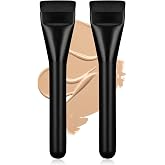 BEAUTYFACTOR 2Pcs Flat Foundation Brush,Face Mask Brush Makeup Spatula Facial Brush for Liquid Foundation Mask,Premium Face Korean Makeup Brush for Blending Cream (Black&amp;Black)