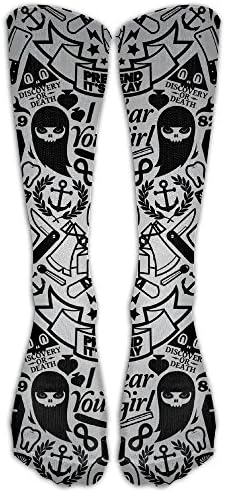 Skull Novelty Stylish Tie Dye Stretchability Travelers Nurses Knee Socks Knee High Compression Socks For Men & Women