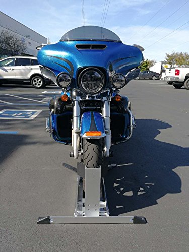 Protek Heavy Duty Adjustable Aluminum Motorcycle Wheel Chock Floor Bike Stand Fit 15" ~ 30" Wheel Size, Truck Bed or Floor or Trailer Mount with Tie Down Hook, For Harley Sportster Dyna Touring Bikes - Thumbnail 5