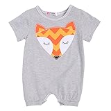 Baby Boys Girls Short Sleeve Cute Cartoon Fox Romper