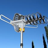 Able Signal Amplified HD Digital Outdoor HDTV Antenna with Motorized 360 Degree Rotation, UHF/VHF/FM Radio with Infrared Remote Control. Improved 2014 Version vs competition