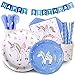 Unicorn Birthday, Set Rainbow Birthday Party Supplies Contains Plates Cups Napkins Plus Happy Birthday Banner, Blue 96 Piece set
