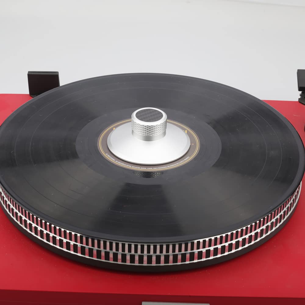 Brollitest Carbonfaser-Schallplattengewichtsscheibe, Vinyl-Gewichtsstabilisator, Schallplattenklammerstabilisator, 130g, Für Plattenspieler-Plattenspieler-Silber 2