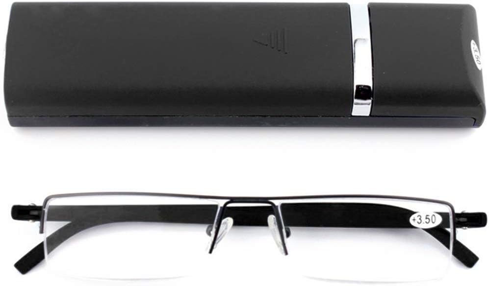 KoKoBin Lightweight TR90 Material Frame Reading Glasses for Mens Womens Half Rim with Case Portable Readers(black,+2.5