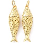 Clotiry 10Pcs Golden Color Brass Fish Charms Ocean Sea Animal Pendants for DIY Bracelet Necklace Earrings Jewelry Making