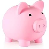 PJDRLLC Piggy Bank, Unbreakable Plastic Money Bank, Coin Bank for Girls and Boys, Medium Size Piggy Banks, Practical Gifts for Birthday, Easter, Christmas (Pink)