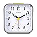 Pluteck Non Ticking Analog Alarm Clock with Nightlight and Snooze/Ascending Sound Alarm/Simple to Set Clocks, Battery Powered, Small, Black