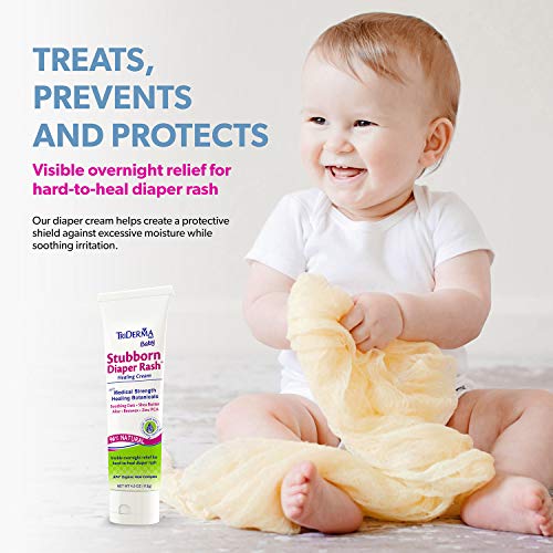TriDerma Stubborn Diaper Rash Healing Cream, Treats Severe Irritation Associated With Diaper Rash, Zinc Oxide Free, 4 oz., 1 Tube