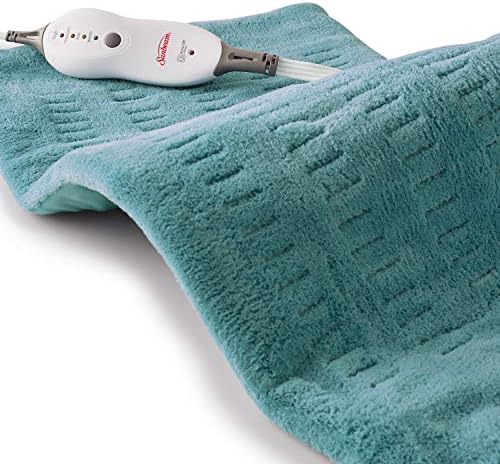 Sunbeam Heating Pad for Pain Relief | XL King Size SoftTouch, 4 Heat Settings with Auto-Off | Teal, 12-Inch x 24-Inch