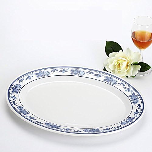Daeou Imitation ceramic plate plastic plate melamine tableware Chinese hotel plate oval shallow waist set: a set of two