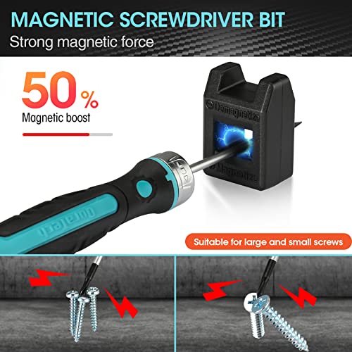 DuraTech 6-Piece Precision Screwdriver Set, Phillips, Slotted, Magnetic Screw Drivers with Innovated Ratcheting Setting, Magnetizer and Storage Bag, Repair Tool Kit For Eyeglass, Watch, Jewelry