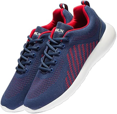 VSDANLIN Men's Breathable Knit Running Shoes Lightweight Athletic Shoes Outdoor Sneakers (43 M EU/9.5 D(M) US, Blue/Red)