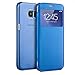 Galaxy S7 Edge Case, Pasonomi® [View Window] Ultra Slim Folio Flip PU Leather Case Cover for Samsung Galaxy S7 Edge (Blue)