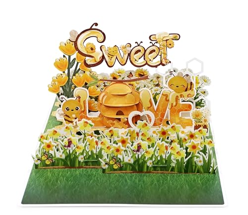 CUTPOPUP The Bees Love – 3D Anniversary Card, Wedding Anniversary Card, Birthday Card, Wedding Greeting Card, Gift Card, Original Gifts for Women (Bees Love) US8-LO146ES