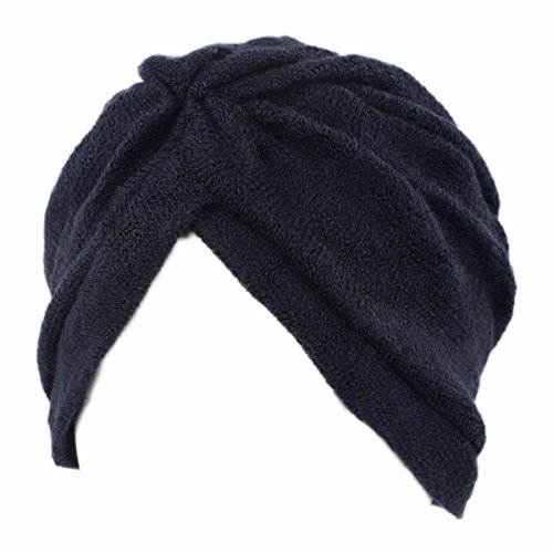 Qhome Wool Blending Jersey Turban hat Winter Indian Cap Lady Hijab Turban Headband Turbante for Women