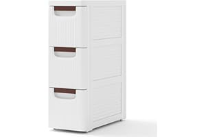 Giantex 3 Drawers Storage Cart, Narrow Plastic Dresser, Rolling Organizer Cart for Office Classroom Bedroom Bathroom Art Craf