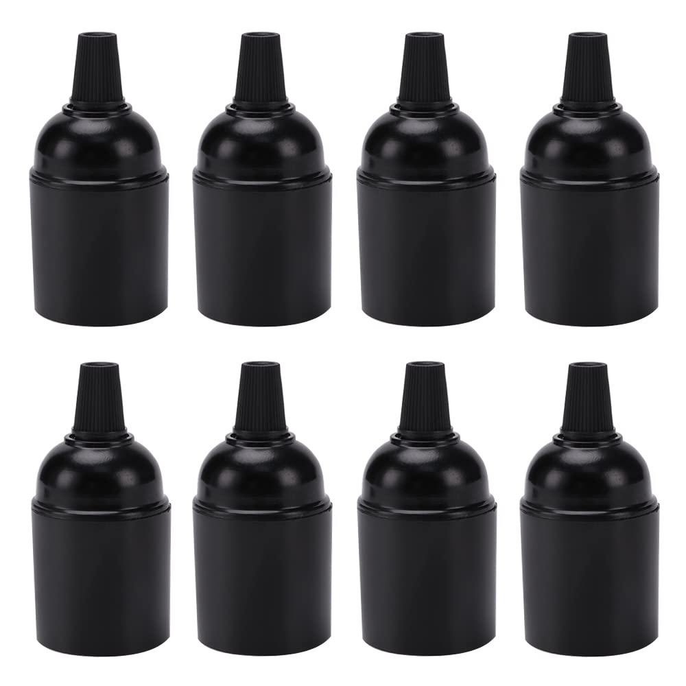 VooGenzek 8-Piece Vintage Bakelite Edison Screw Lampholder, Black E27 Light Socket with Screwdriver, for DIY Pendant Socket