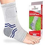 Lifehapps Active Relief Knit Ankle brace with silicone gel pads (Medium, Gray)