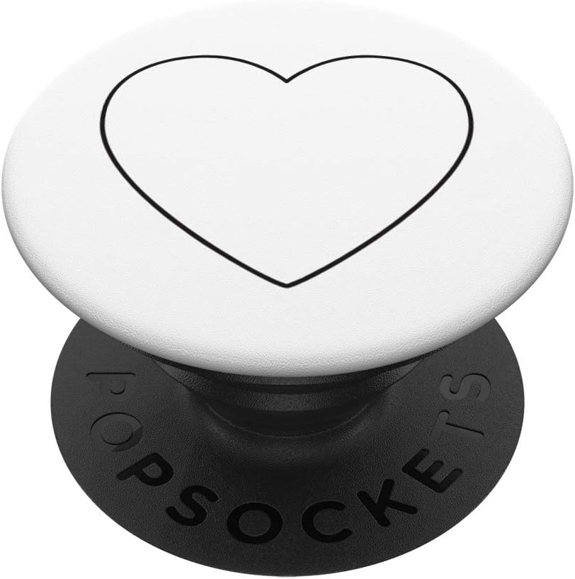 White Black Heart Valentines Day PopSockets PopGrip: Swappable Grip for Phones & Tablets