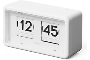 mooas Newtro Flip Desk Clock, Retro Design Auto Flip Clock, Automatic Turning Vintage Flip, Battery Powered, AM/PM, Home Décor Ideal for Home Office School Hotel Café (White)