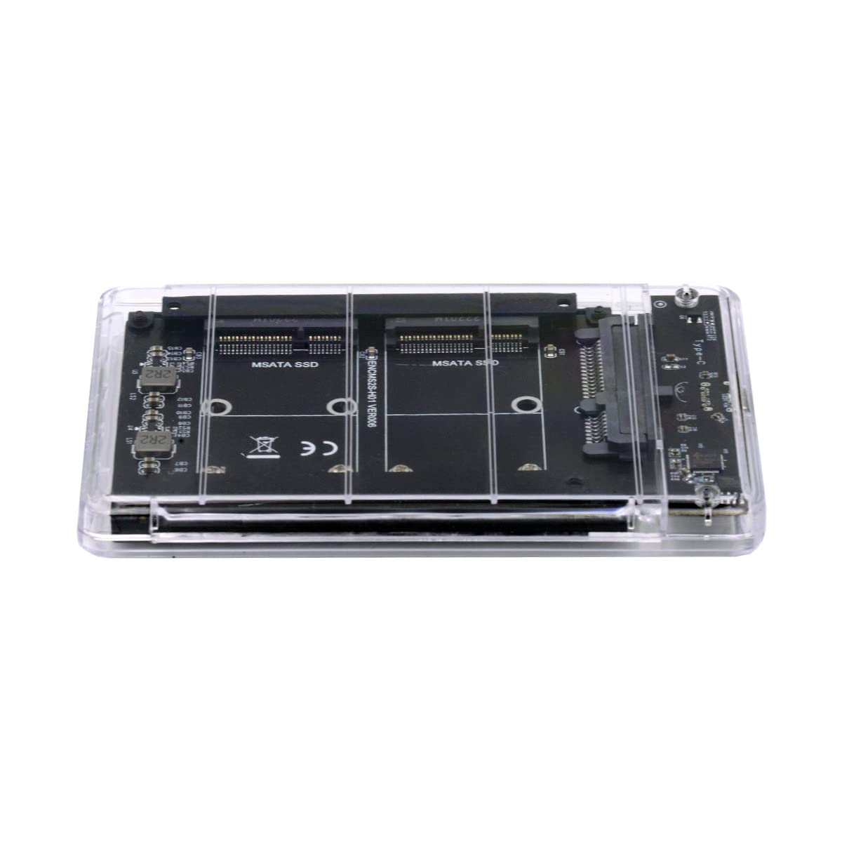 NFHK Dual MSATA Mini-SATA SSD Card JOBD Raid0 Span Bridge to USB3.0 Type-C USB-C 2.5inch SATA Combo Enclosure — image 1