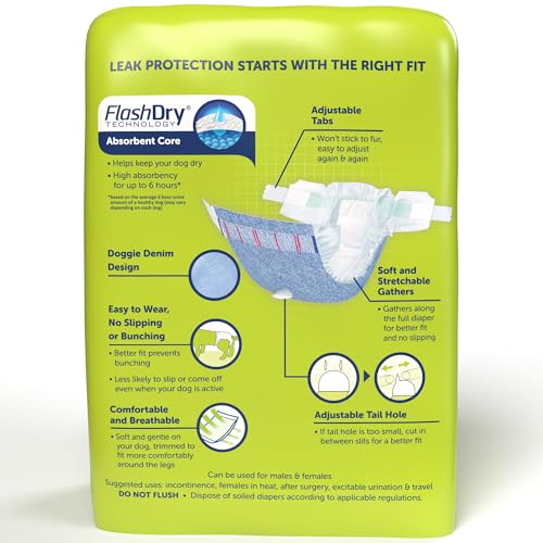 HARTZ DISPOSABLE DOG DIAPERS, SIZE M 32 COUNT, COMFORTABLE & SECURE FIT, EASY TO PUT ON