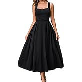 JKMNAO Womens Summer Midi Dress Wedding Guest Dresses for Women Criss Cross Back Flowy A Line Casual Sundress