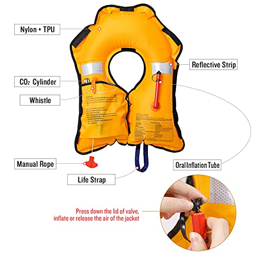 MOCOTONO Inflatable Life Jacket, Automatic/Manual Inflatable PFD Life