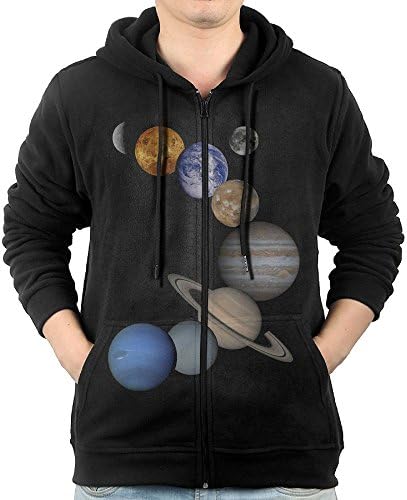 Solar System Planets Hooded Sweatshirt Full Zip Hoodie With Pocket For Men