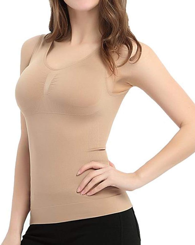 Women's Shapewear Tank Top Cami Shaper with Built in Removable Bra Pads Body Shaper Camisole