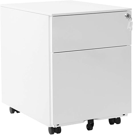 Songmics Caisson De Bureau Metal Caisson De Rangement Mobile Avec 2 Tiroirs Et Classeur Suspendu Avec Serrure Corps D Armoire Premonte Blanc Ofc50wt Amazon Fr Cuisine Maison