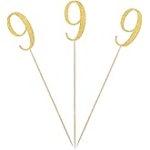 Gold Glitter 9th Birthday Centerpiece Sticks, 12-Pack Number 9 Table Topper Anniversary Party Decorations