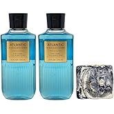 Bath & Body Works Men's Collection Atlantic -2 Pack Of 3-in-1 Hair, Face & Body Wash with a Charcoal Scrub Bar Soap - Full Size