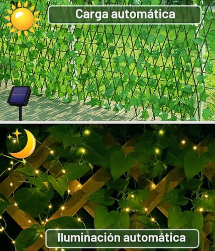 Joysing Outdoor Solar String Lights 10M 100 LED Artificial Ivy Lights, 8 Modes Outdoor Solar Vines Waterproof String Lights Leaf for Garden Balcony Outdoor Decoration