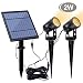 APONUO Led Solar Spotlights 2W Solar Powered Landscape Lights Outdoor Spotlights Low Voltage IP65 Waterproof 16.4ft Cable Auto On/Off for Outdoor Garden Yard Landscape Downlight（Warm White）