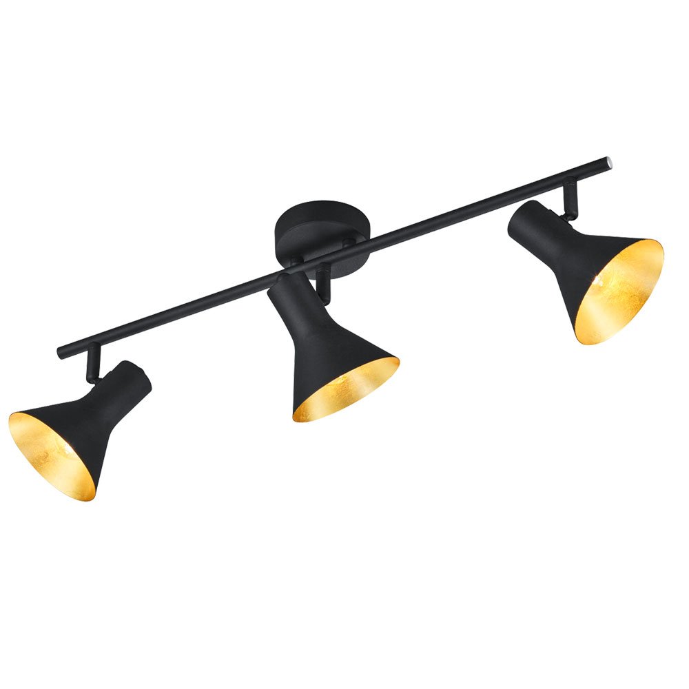 Reality Lamps, spot lamp, Metal, Black/Gold Light Bar 3-Flame Black/Gold
