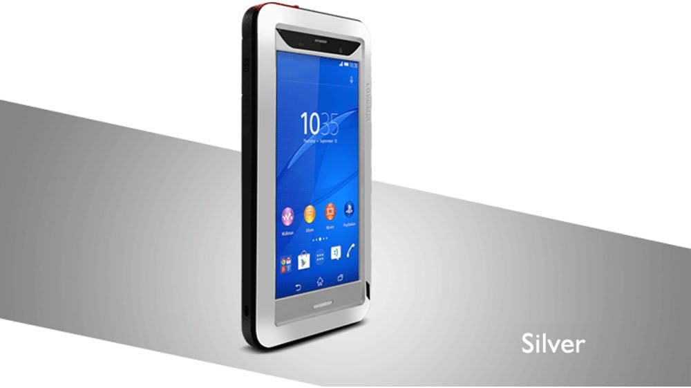 LOVE MEI Cover for Sony Xperia Z3, Waterproof Shockproof Aluminum Metal Case with Gorilla Glass Screen Protector Silver